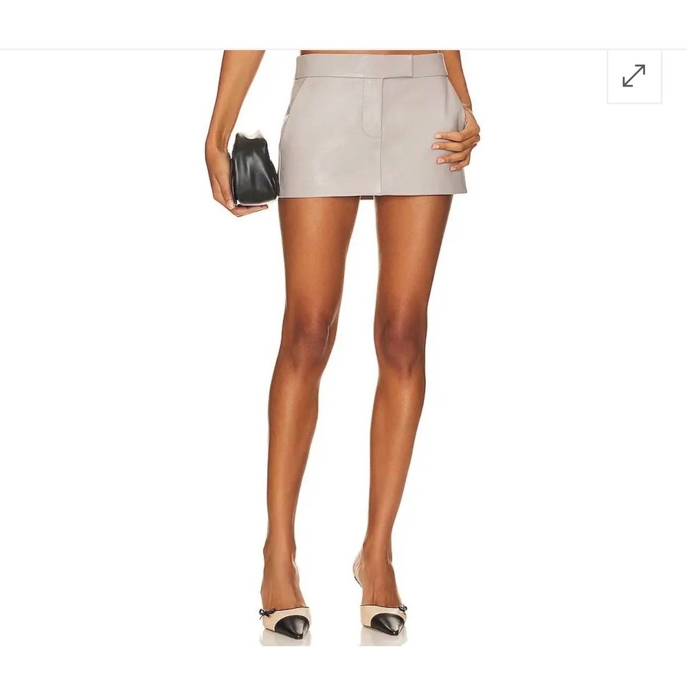 LAMARQUE Inaya Ash Grey Lamb Leather Micro Mini Trouser Skirt NWT Size Medium